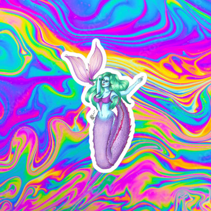blue mermaid Bubble-free stickers