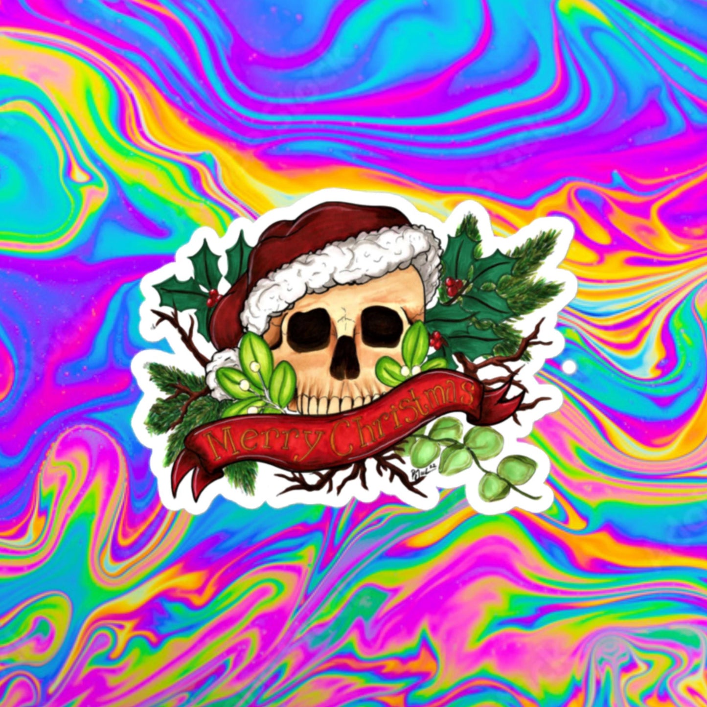 Mery Christmas skull Bubble-free stickers
