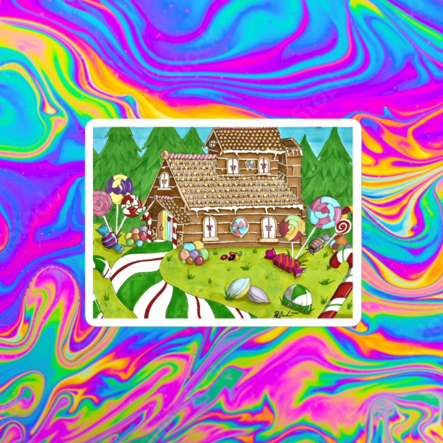 candy land Christmas Bubble-free stickers