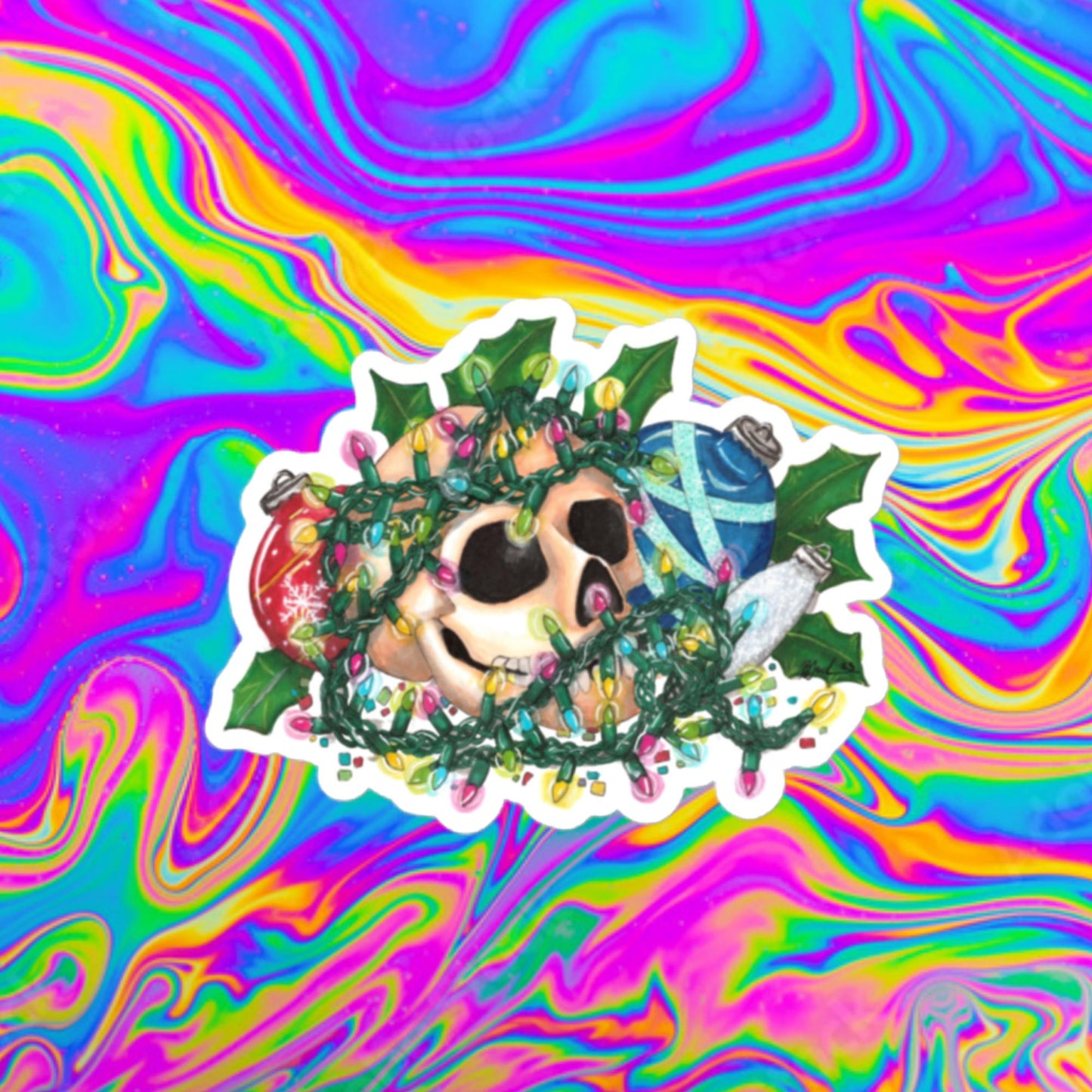 Christmas dec's skull Bubble-free stickers