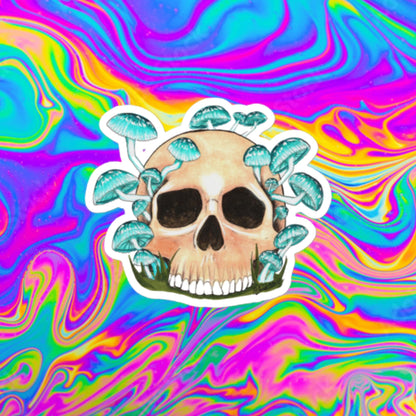 Blue mycean mushroom skull Bubble-free stickers