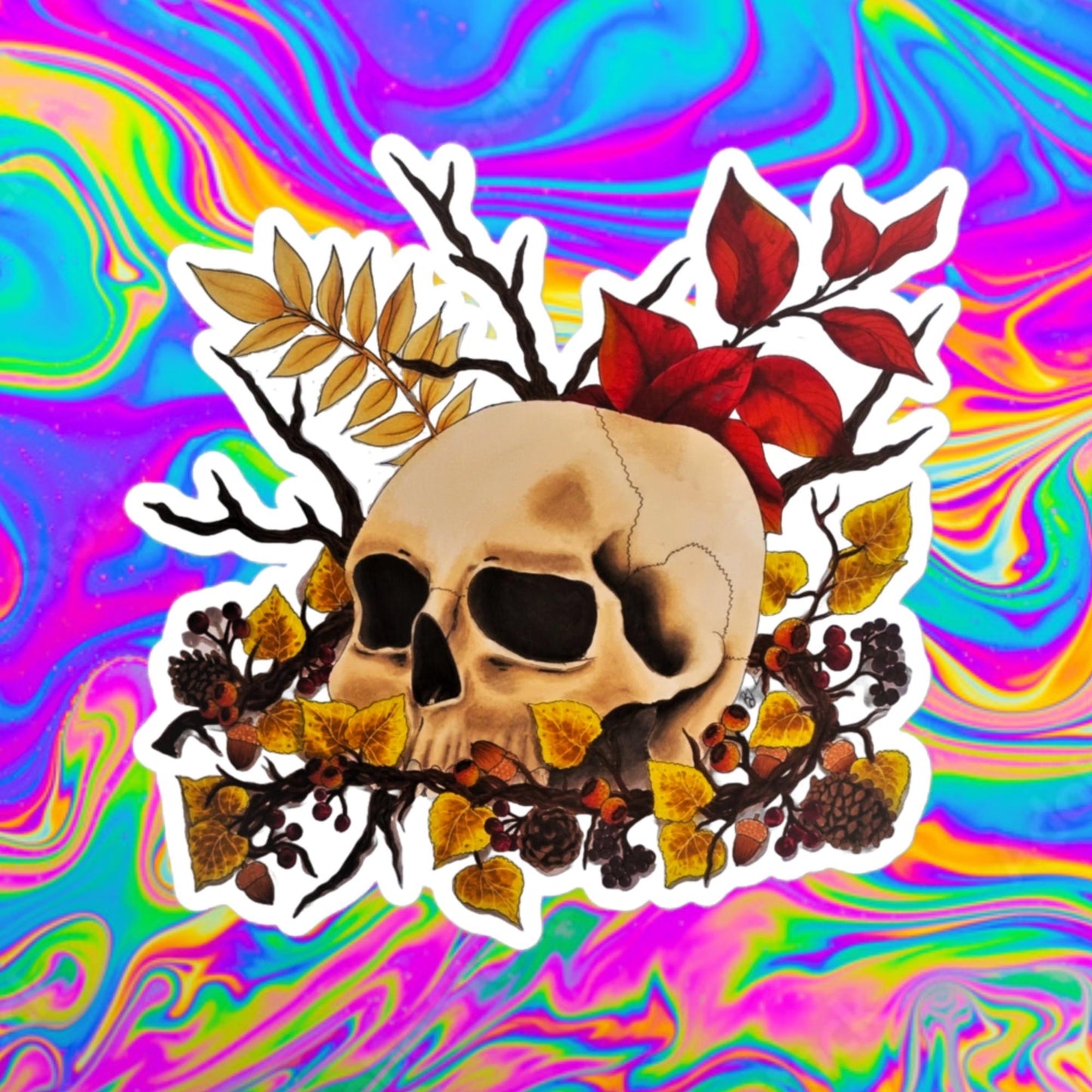 autumn skull Bubble-free stickers