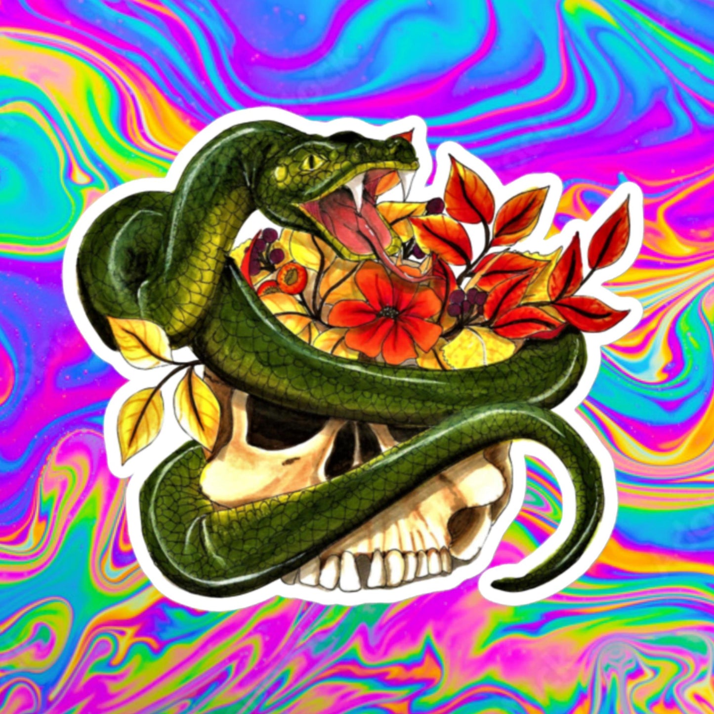 autumn snake skull Bubble-free stickers
