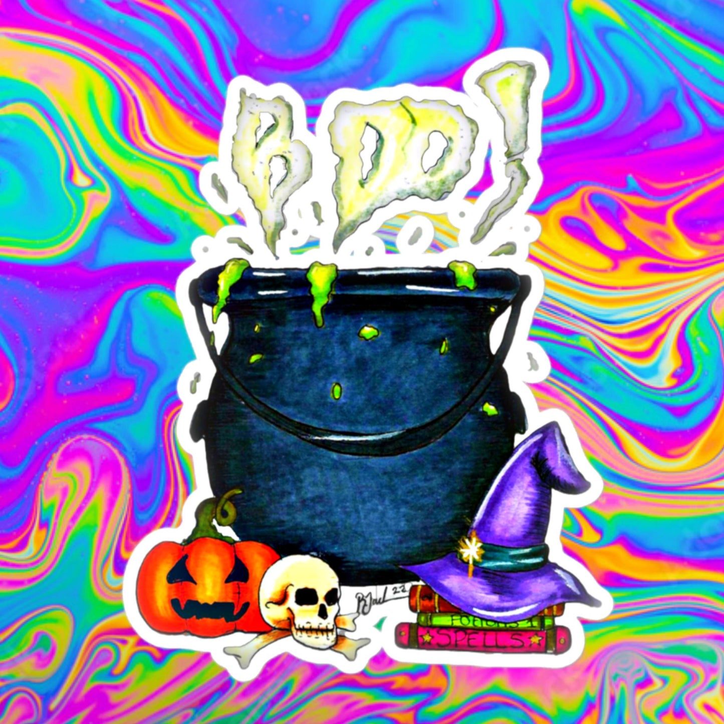 BOO! cauldron Bubble-free stickers