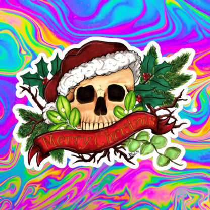 Mery Christmas skull Bubble-free stickers
