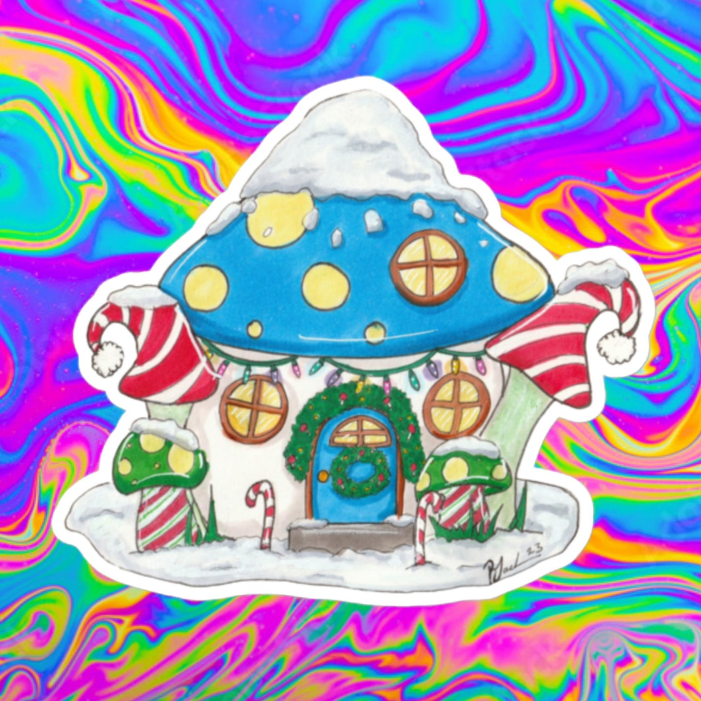 Mushroom Christmas Bubble-free stickers