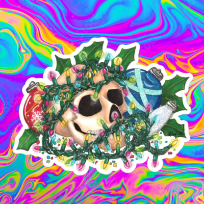 Christmas dec's skull Bubble-free stickers