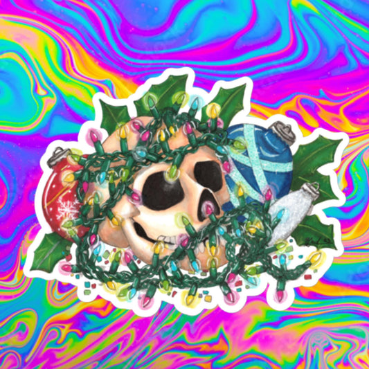 Christmas dec's skull Bubble-free stickers