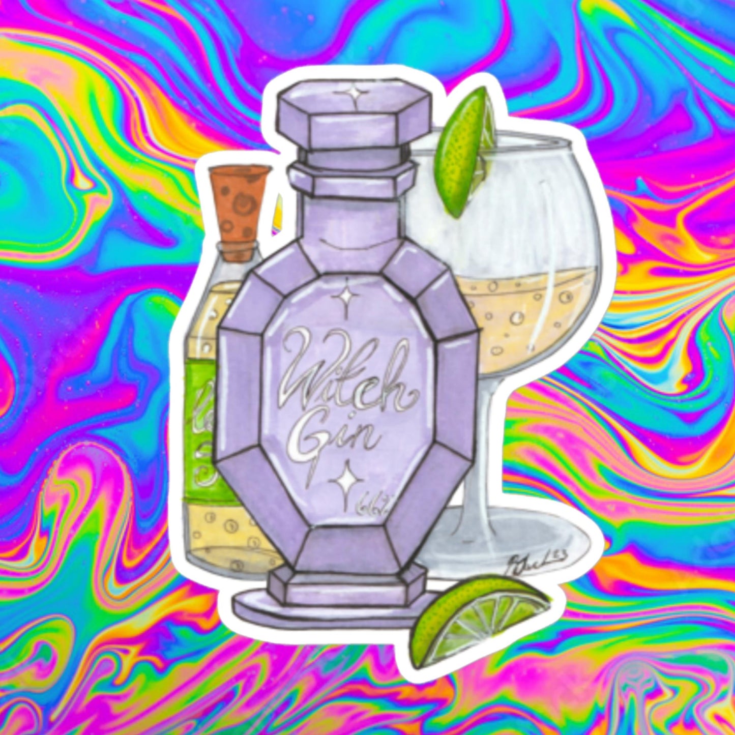 Witch gin stickers