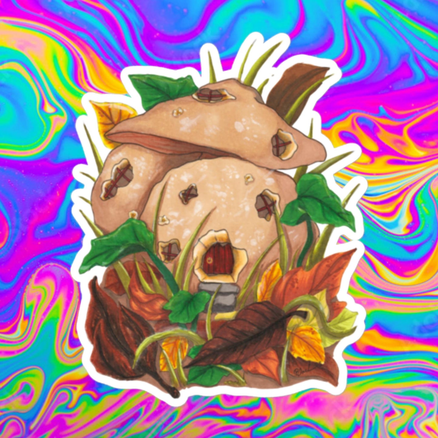 mushroom cottage stickers