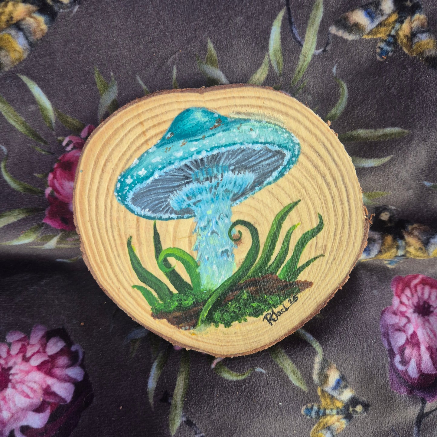 Verdigris Agaric wood painting