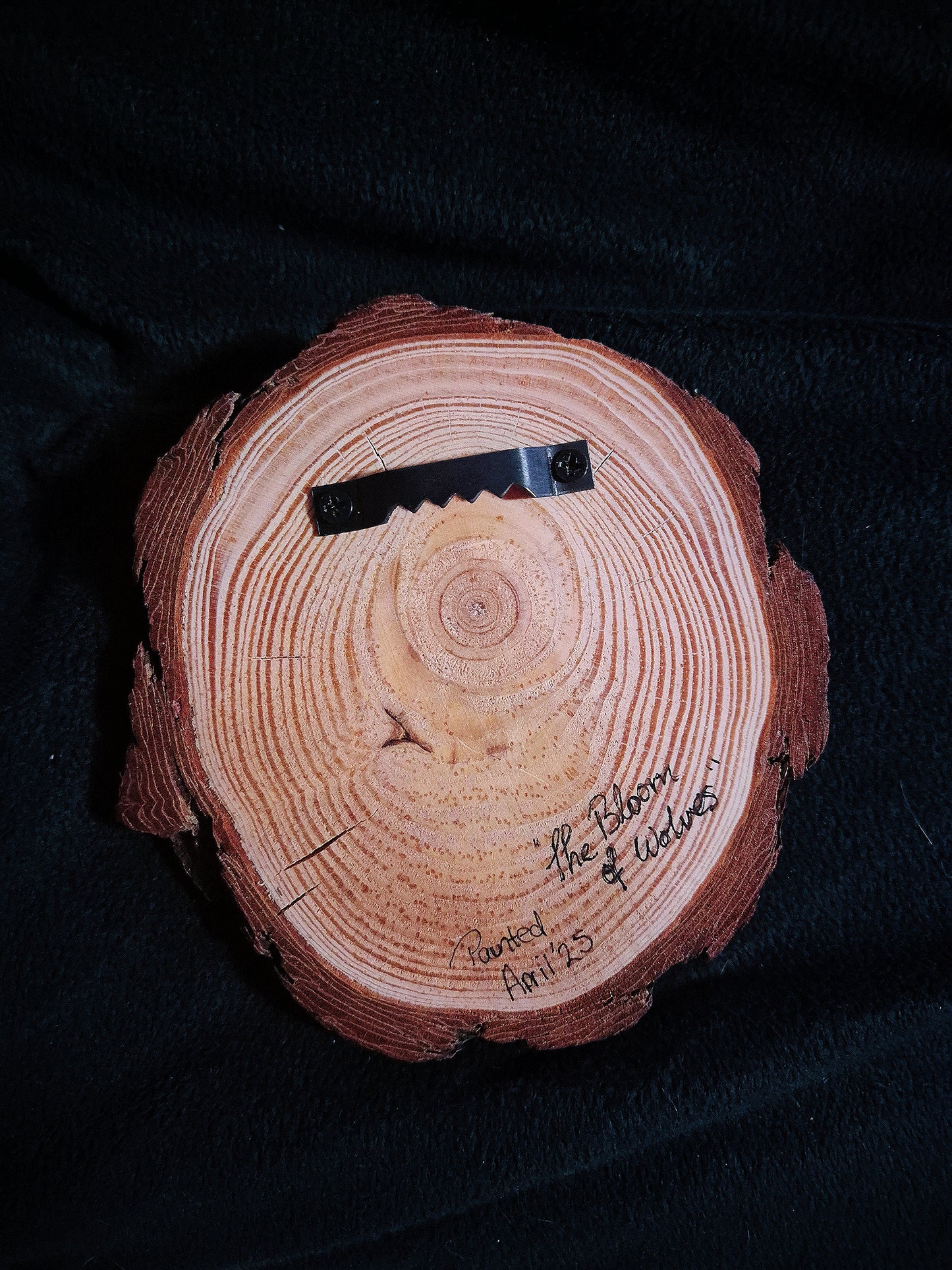 "The Bloom of Wolves" small wood round painting