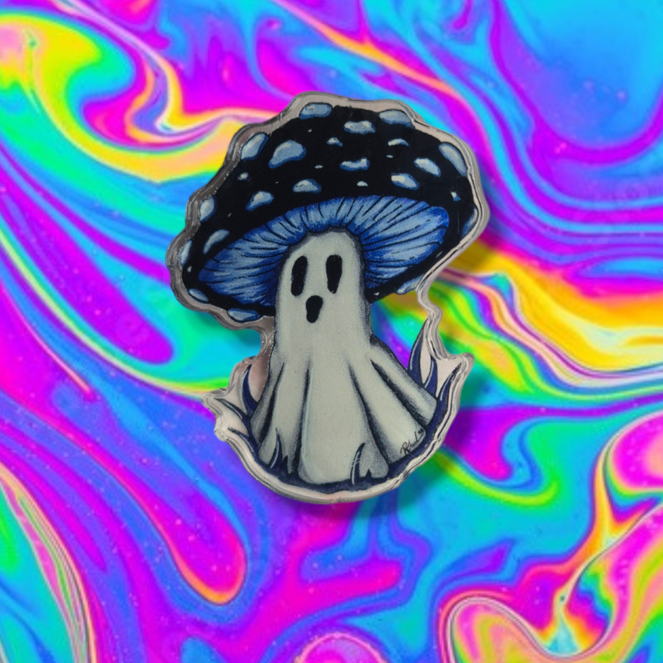 Ghost Mushie 2 acrylic pin