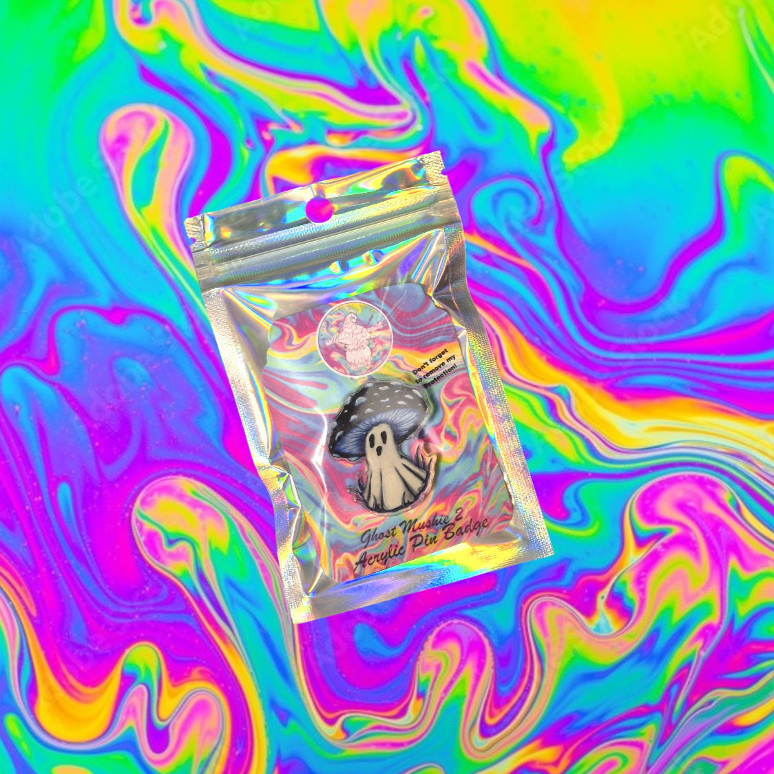 Ghost Mushie 2 acrylic pin