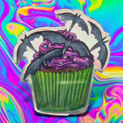 Bat Cake acrylic pin