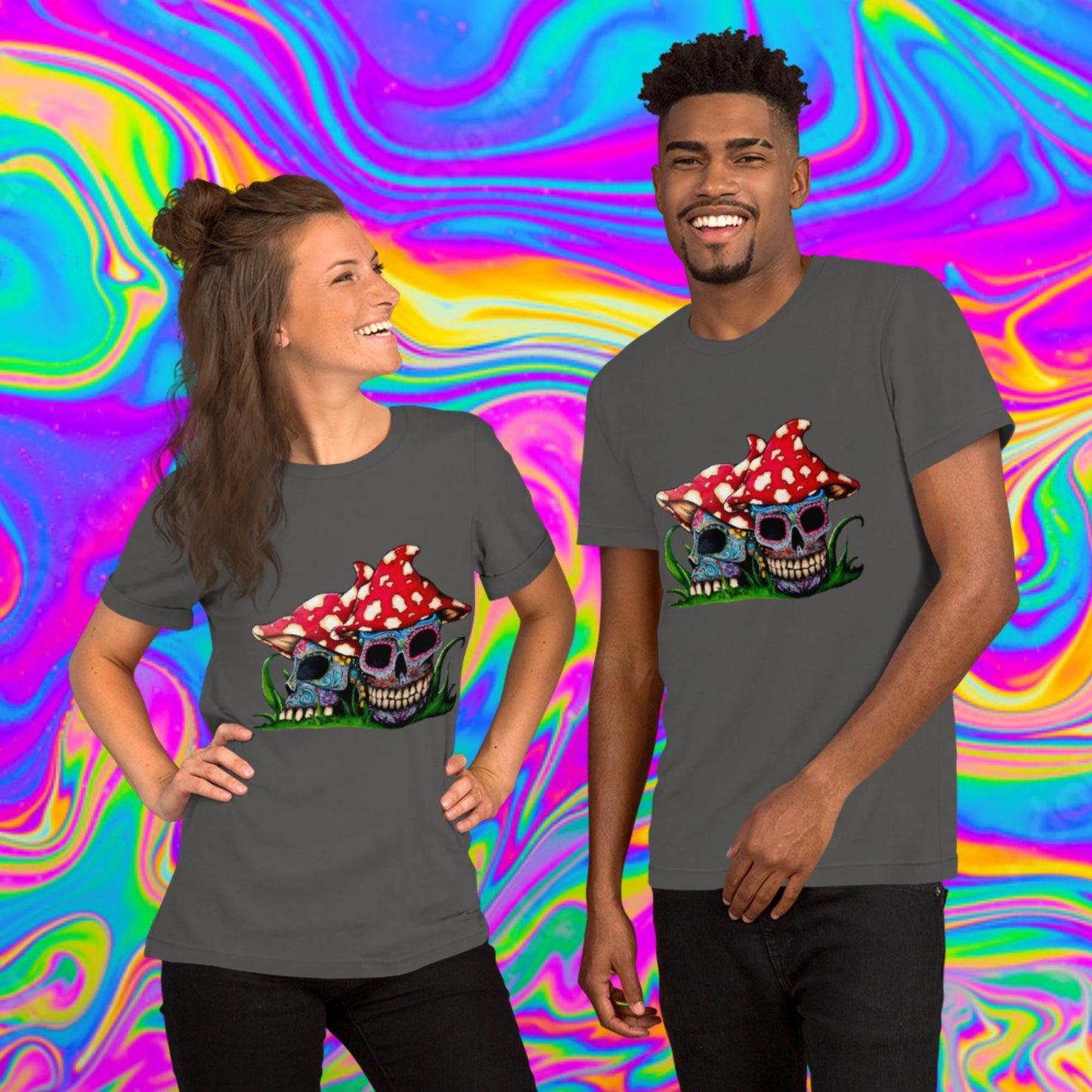 sugar skull mushrooms t-shirt