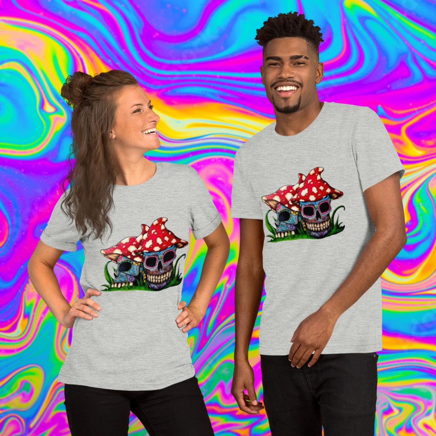 sugar skull mushrooms t-shirt