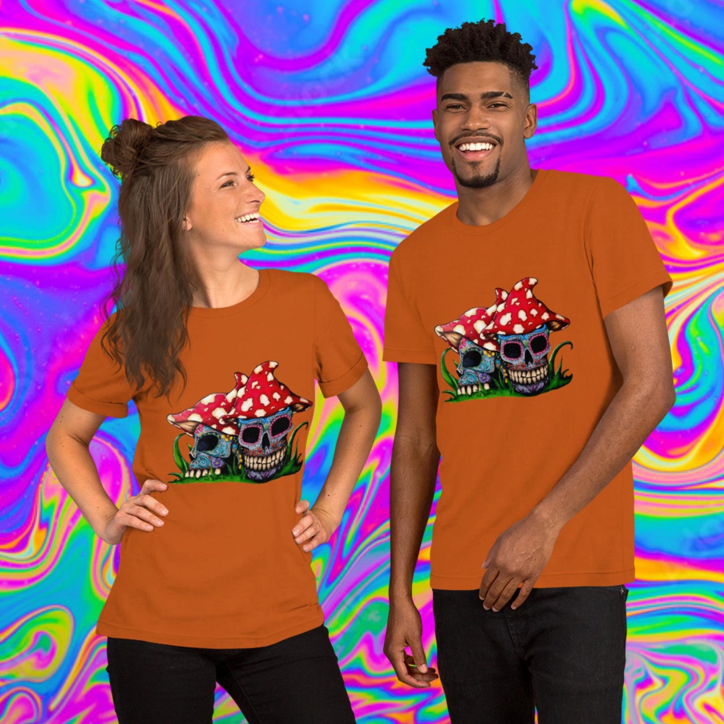 sugar skull mushrooms t-shirt