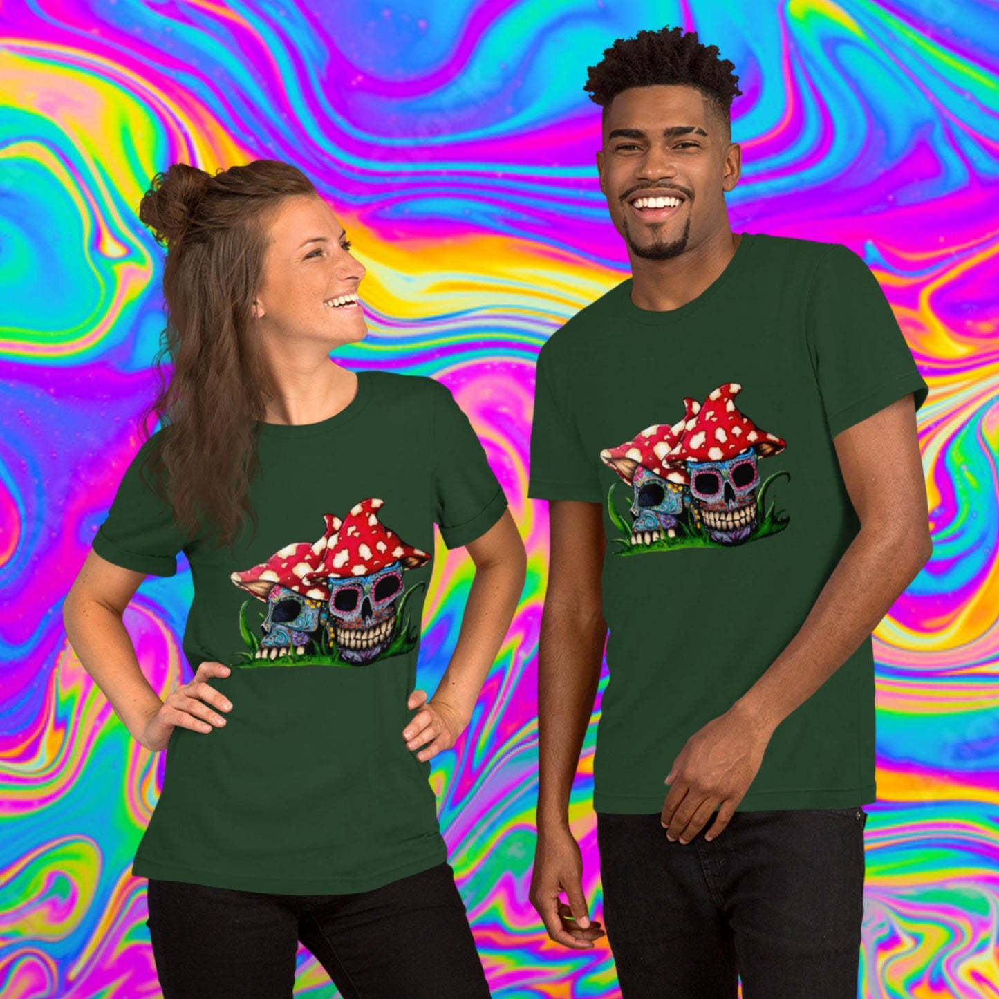 sugar skull mushrooms t-shirt