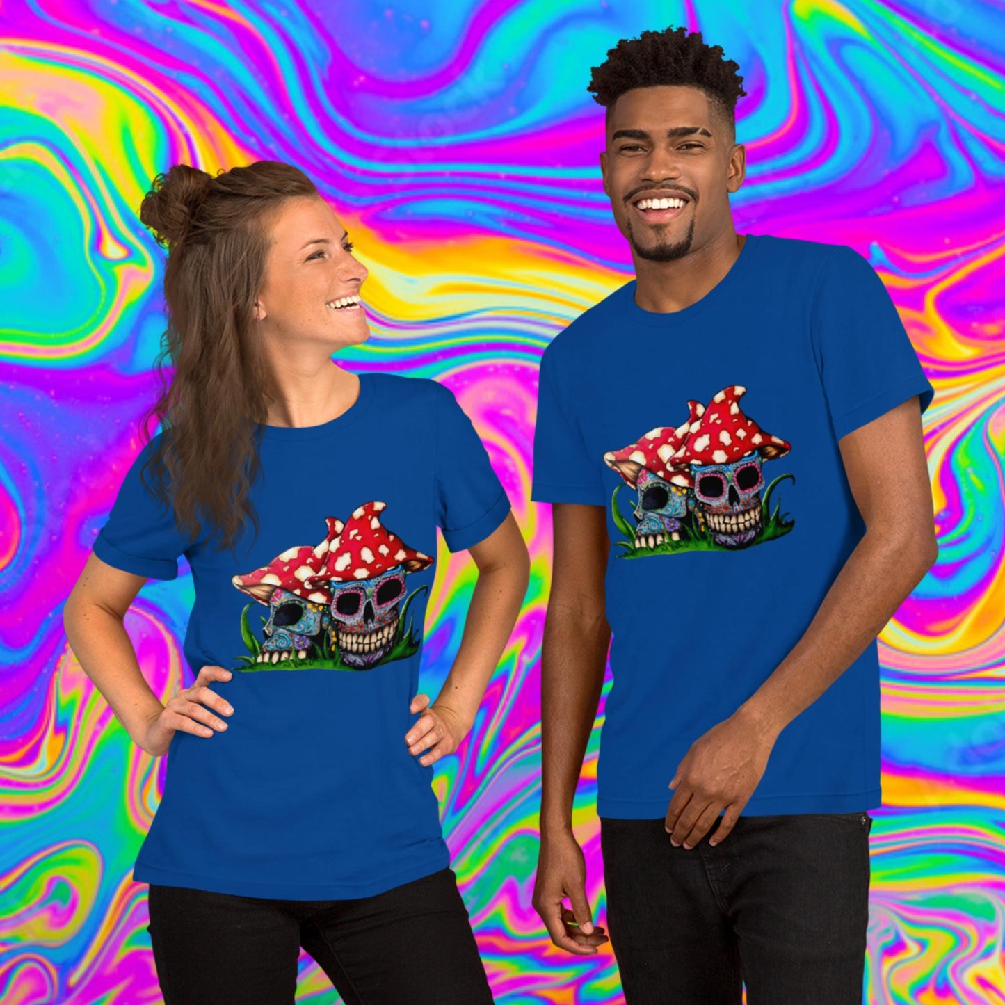 sugar skull mushrooms t-shirt
