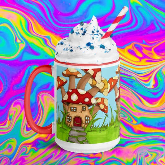mushroom house mug