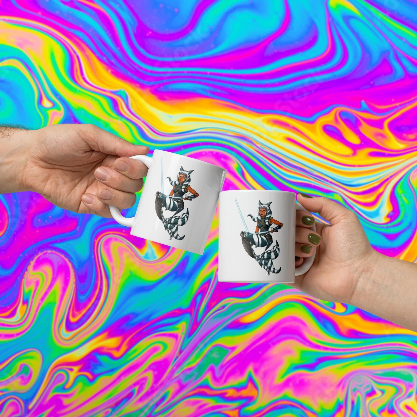 Ahsoka mermaid White glossy mug
