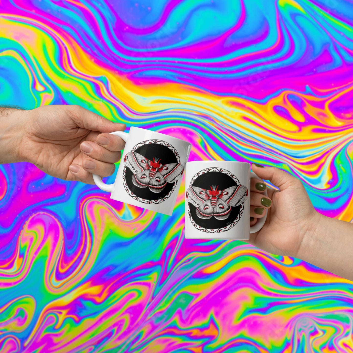 Red Moth glossy mug