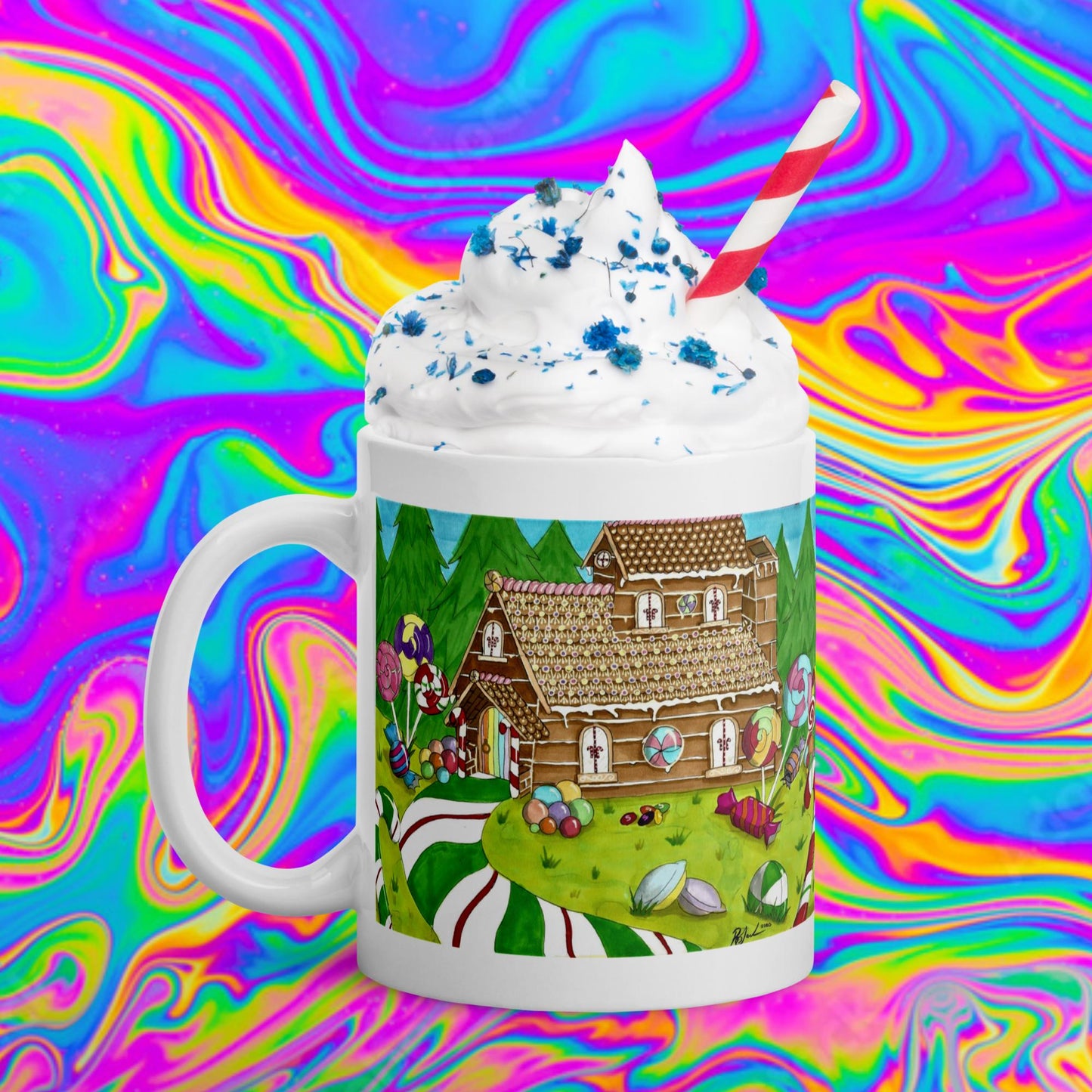 candy land Christmas glossy mug