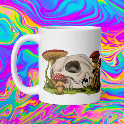 Cat and Mouse White glossy mug