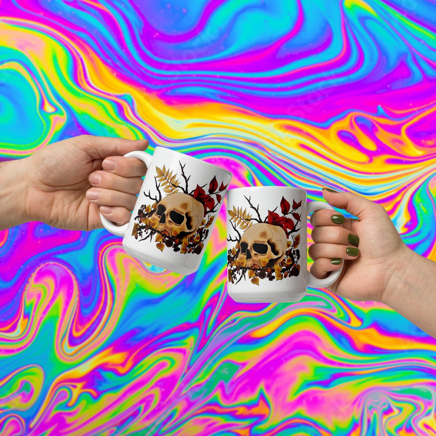 autumn skull glossy mug