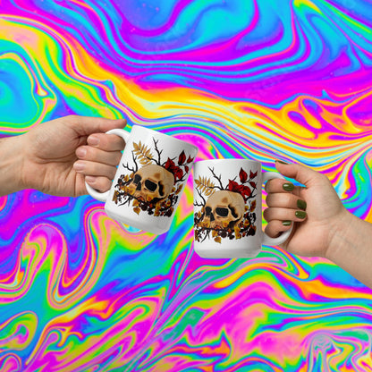 autumn skull glossy mug