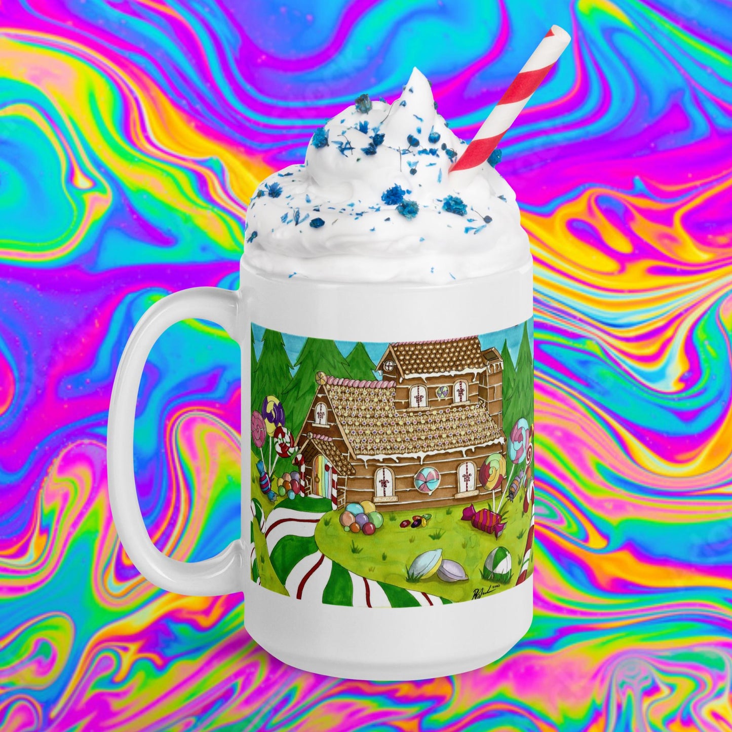 candy land Christmas glossy mug