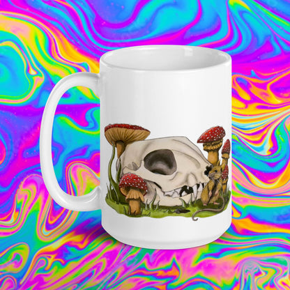 Cat and Mouse White glossy mug