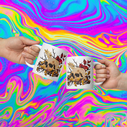 autumn skull glossy mug