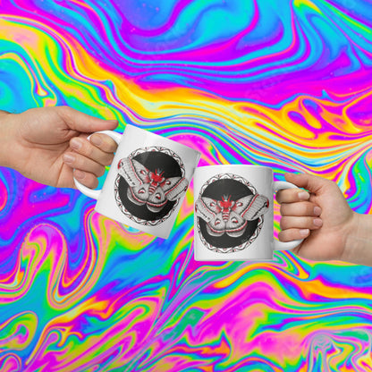 Red Moth glossy mug