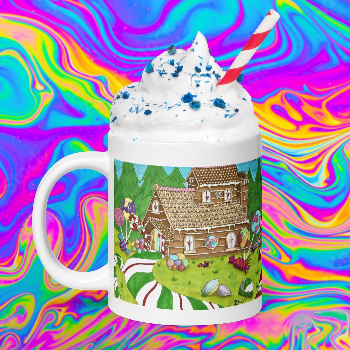 candy land Christmas glossy mug